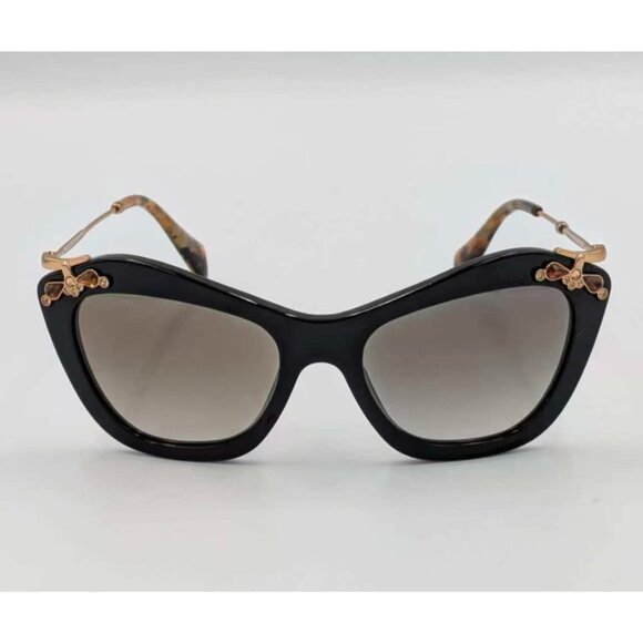 Pre-owned Miu Miu Women’s Embellished Cat Eye SMU 03P Sunglasses Brown/Black main image 8
